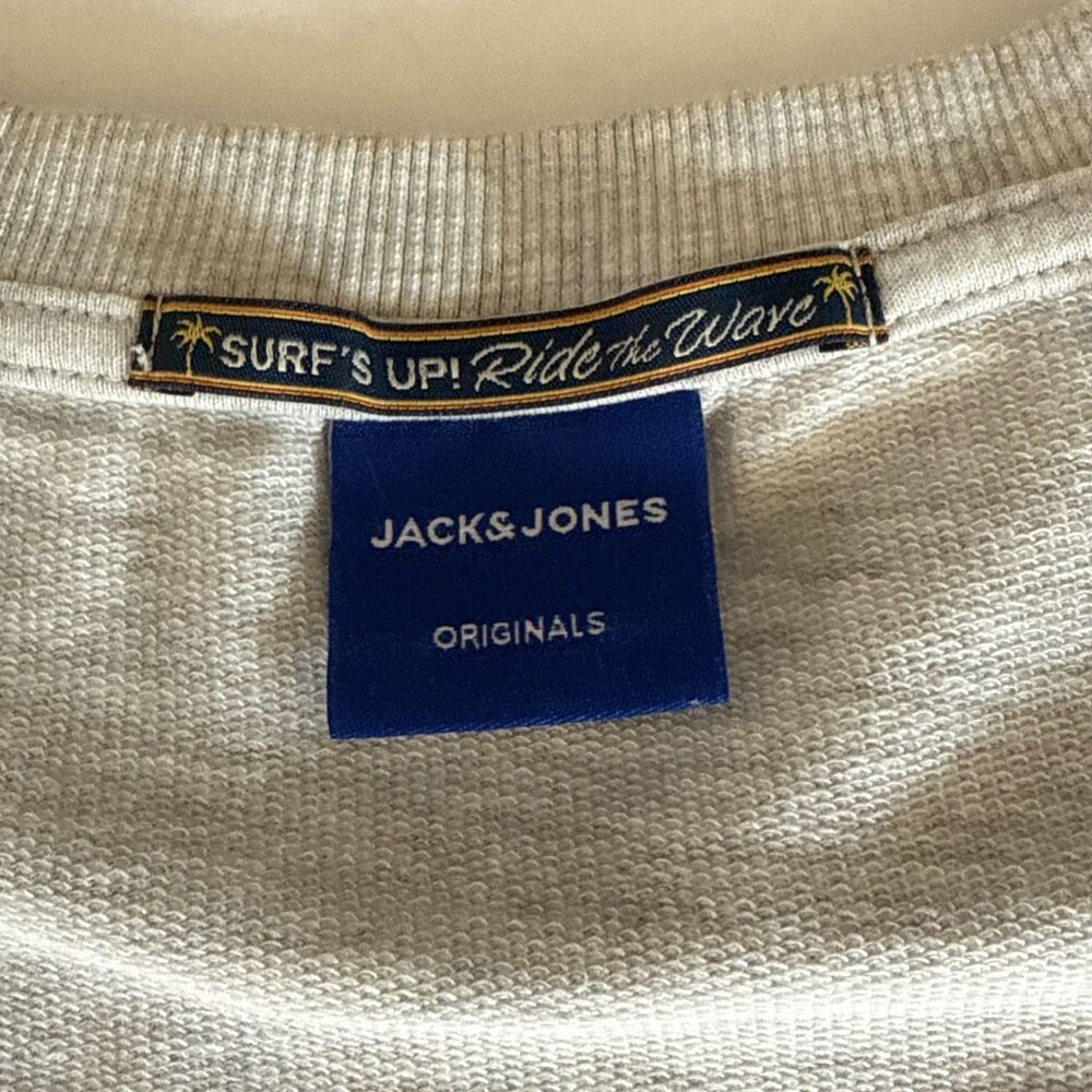 Jack‎ & Jones Graphic Sweatshirt Mens Large Gray Long Sleeve Crew Neck Pullover - Picture 5 of 13